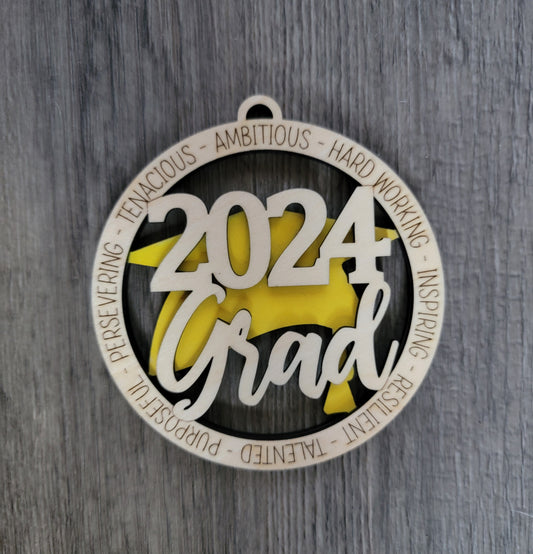 2024 Grad layered wood ornament