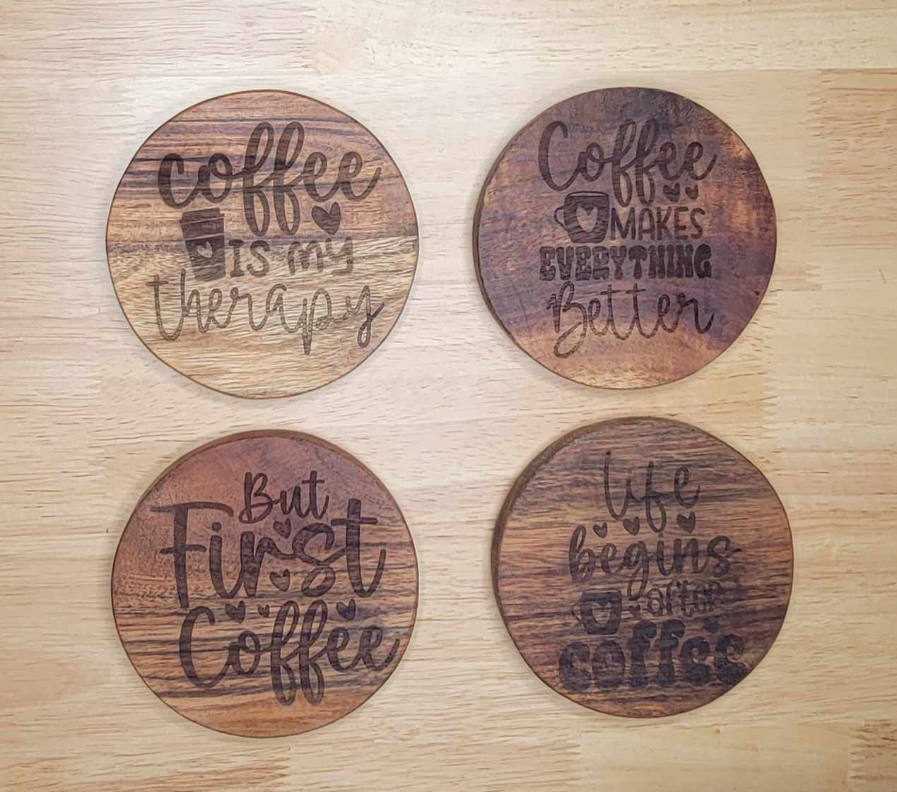 Wood Coasters, Coffee set-4