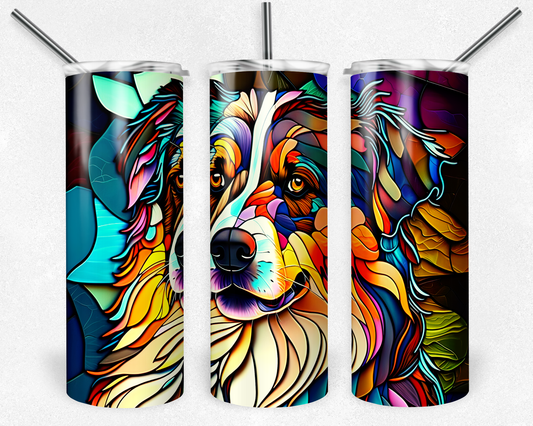 Australian Shepherd stained glass