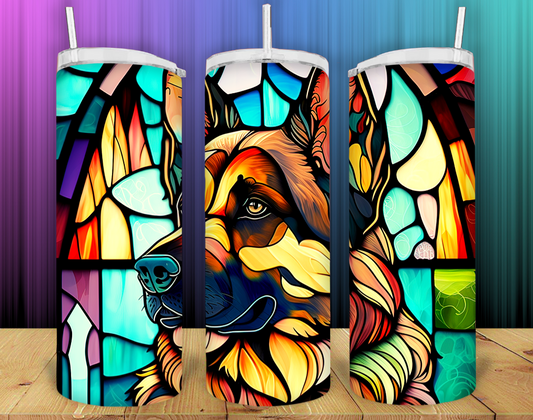 German Shepherd Stained Glass